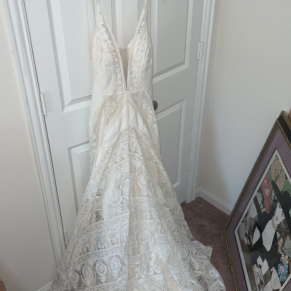 Rue De Seine Cosmic Coralee Bohemian White Lace Wedding Dress Gown UK size 8